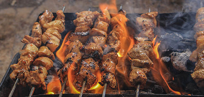 Tasty chicken skewer wraps with tzatziki