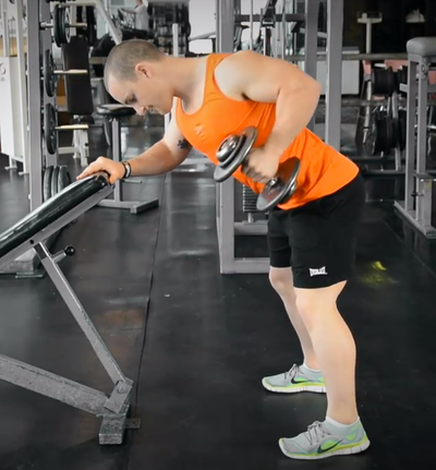 Middle Back - Leaning Dumbbell Row