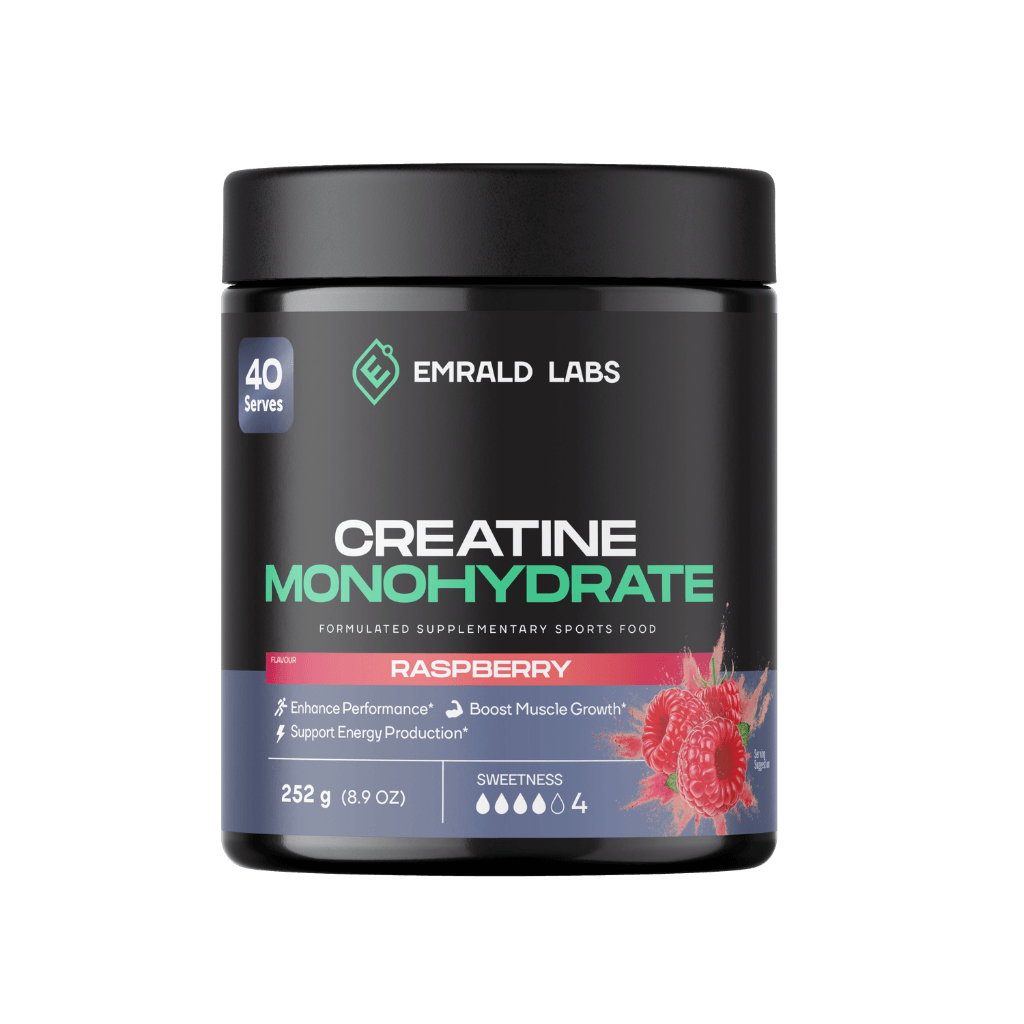 Emrald Labs Flavoured Creatine Monohydrate (1) & EL-Crea-Mono-FLAV-40srv-Rasp