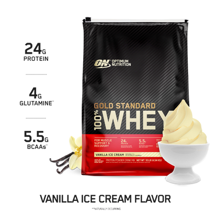 Optimum Nutrition - Gold Standard 100% Whey (18) & ON-GSW-100%-10lb-V