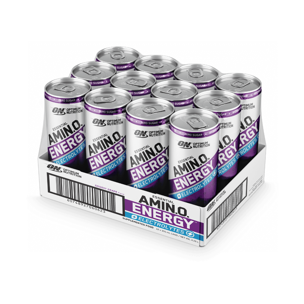 Amino Energy + Electrolyte Sparkling Can (5) & ON-AE+E-SPARKLING-BOX-Grape