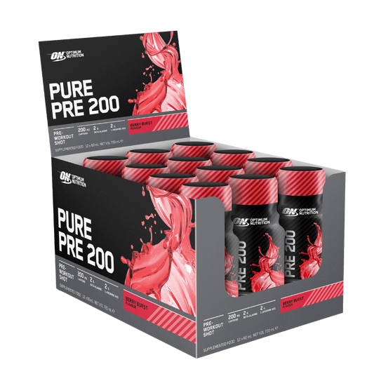 Optimum Nutrition Pure  Pre 200 & ON-PURE-PRE-200-12x60ml-BERRY