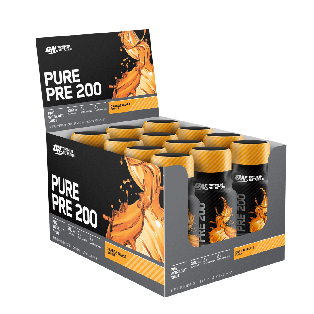 Optimum Nutrition Pure  Pre 200 (1) & ON-PURE-PRE-200-12x60ml-ORANGE