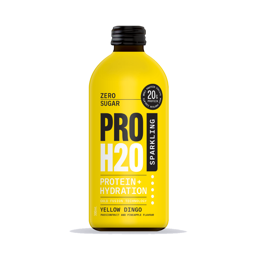 PROH2O Sparkling Protein Water (4) & Pro-H2O-Protein+Hydration-12x300ml-Yellow