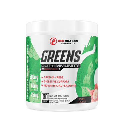 Red Dragon - Greens | Gut + Immunity (3) & SCN-GRNS-30SRVS-Lychee