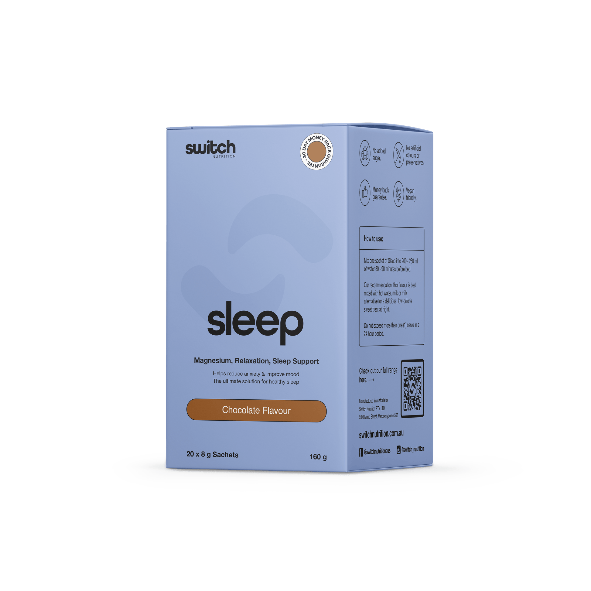 Switch Nutrition - Sleep Sachet Box (2) & SWITCH-SLEEP-SACH-20x8g-Choc