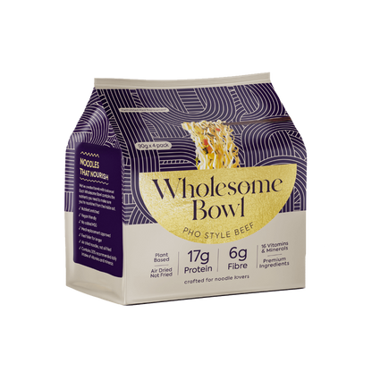 Wholesome Bowl - Instant Protein Noodles (4) & Wholesome-Bowl-Noodles-4PackNEW-Beef