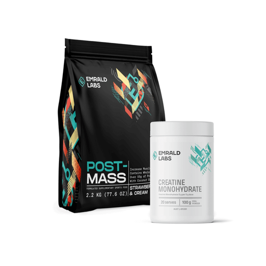 Emrald Labs - Muscle Building Stack-Stacks-Emrald Labs-Emrald Labs - Post Mass 2.2kg Strawberries & Cream-Creatine Monohydrate 100g-SuppsRUs