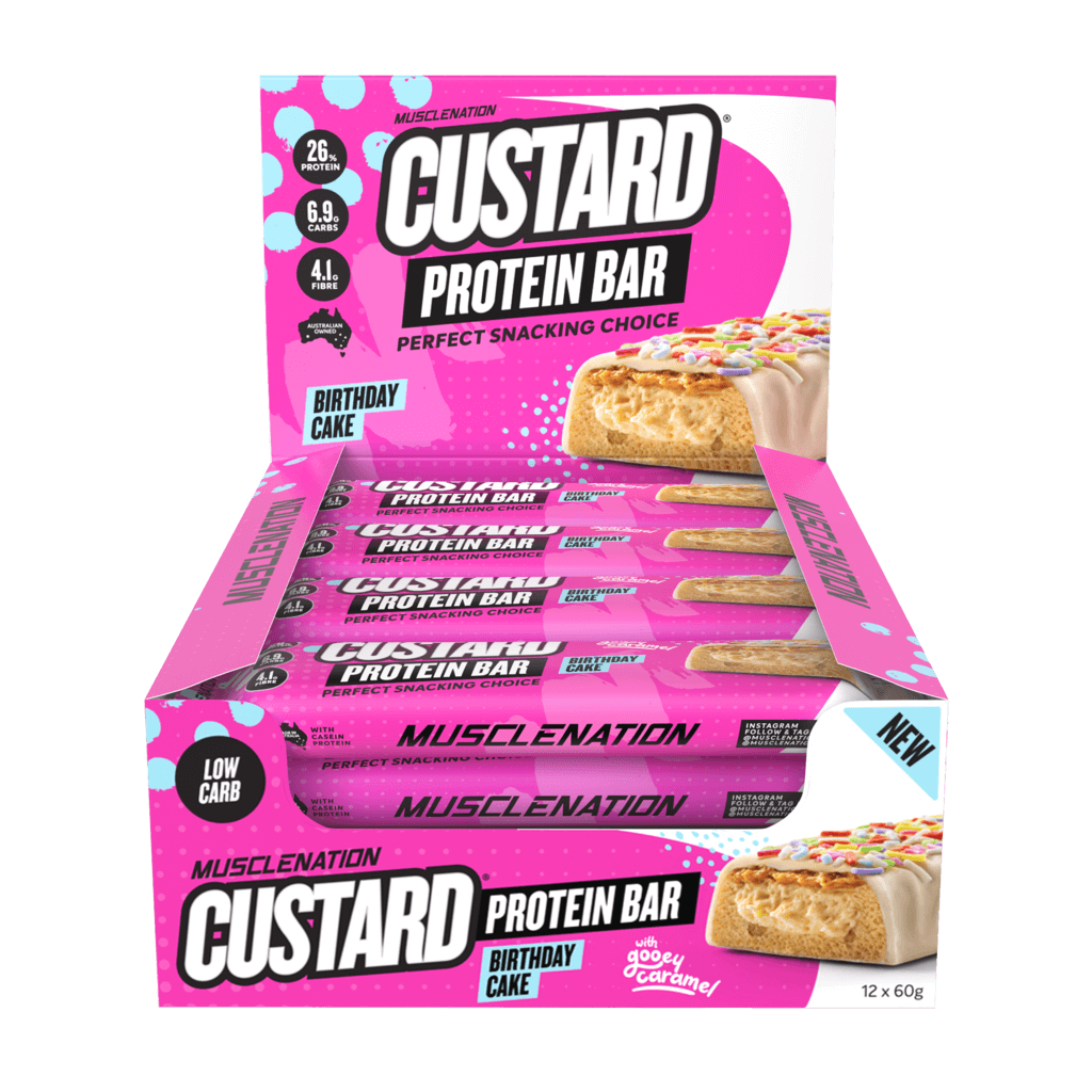 Muscle Nation configurable 12 X 60g Bars / BIRTHDAY CAKE Muscle Nation - CUSTARD PROTEIN BAR