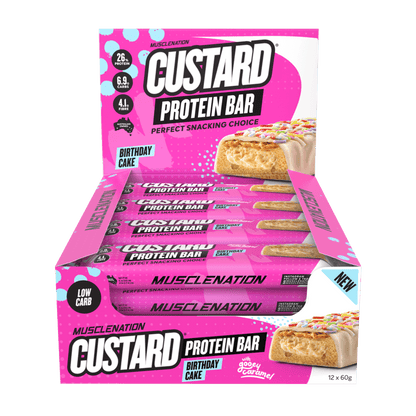 Muscle Nation configurable 12 X 60g Bars / BIRTHDAY CAKE Muscle Nation - CUSTARD PROTEIN BAR