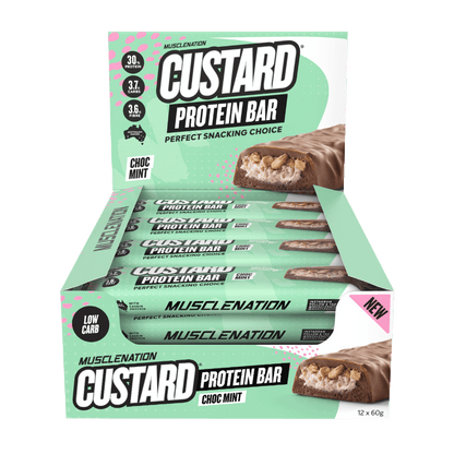 Muscle Nation configurable 12 X 60g Bars / CHOC MINT Muscle Nation - CUSTARD PROTEIN BAR