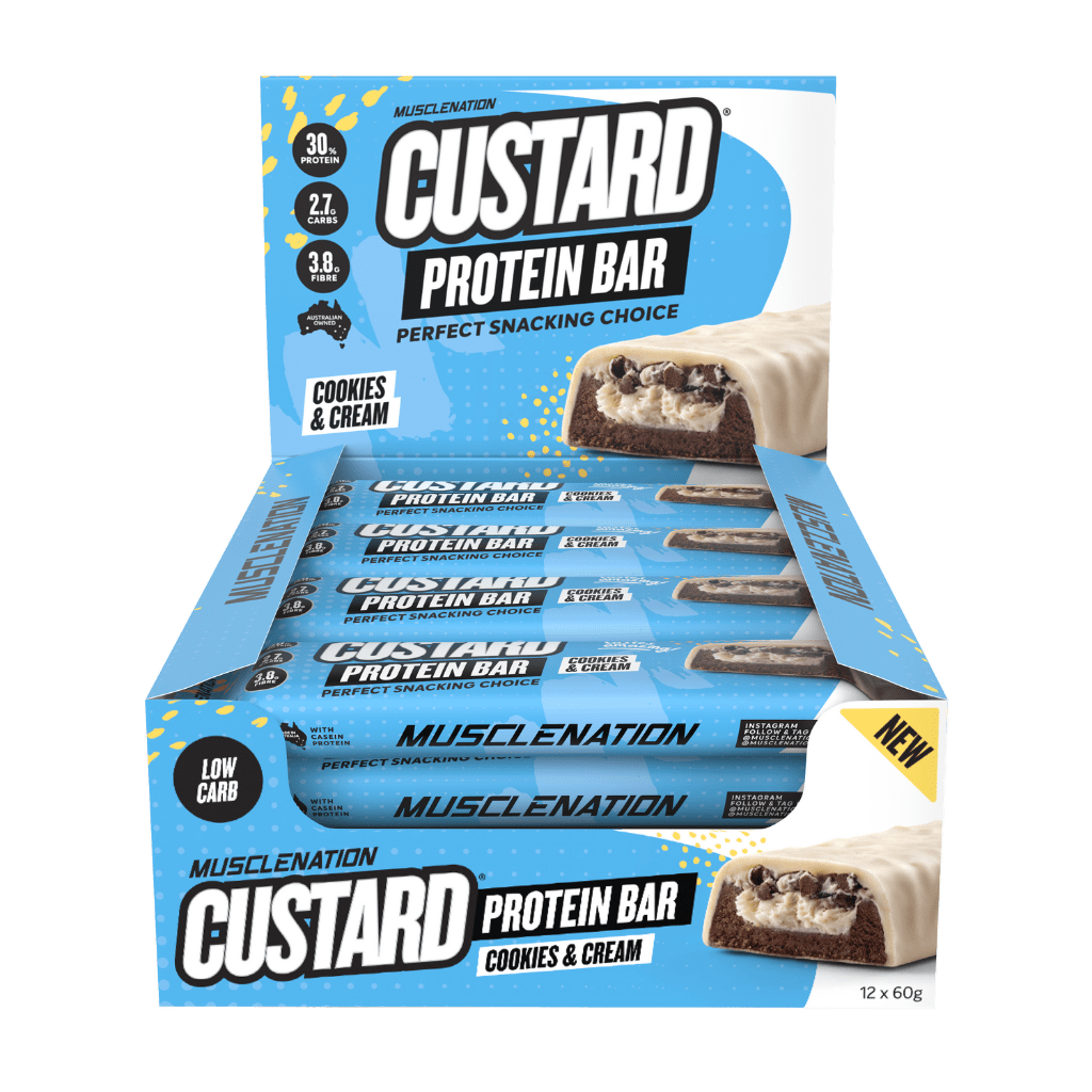 Muscle Nation configurable 12 X 60g Bars / COOKIES N CREAM Muscle Nation - CUSTARD PROTEIN BAR